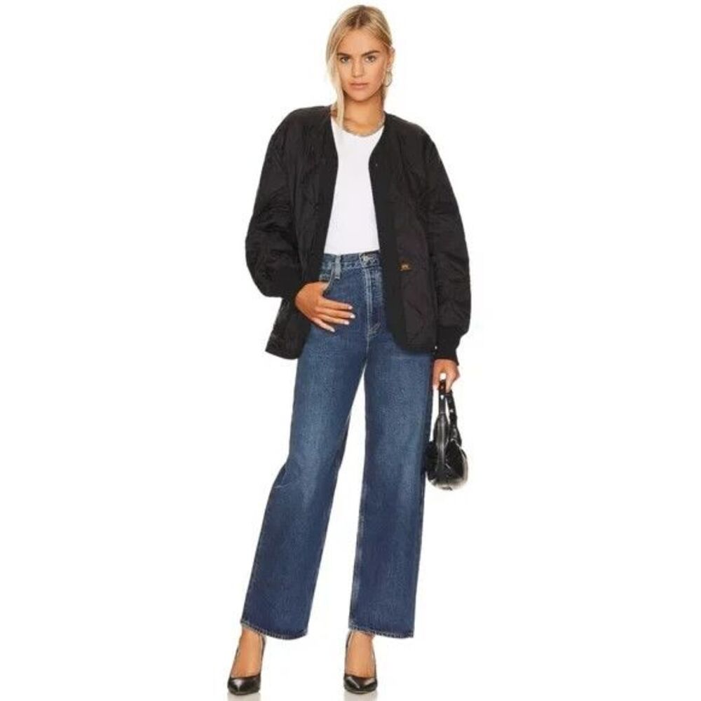 Agolde High-Rise Wide Leg Jeans in Dark Blue Denim